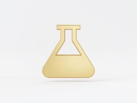 Golden metal 3d icon object isolated in white background. 3d rendering - illustration.