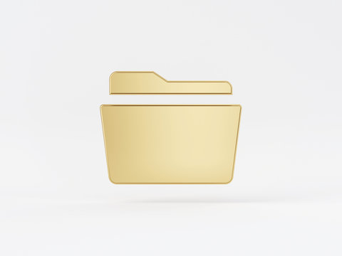 Golden metal 3d icon object isolated in white background. 3d rendering - illustration.