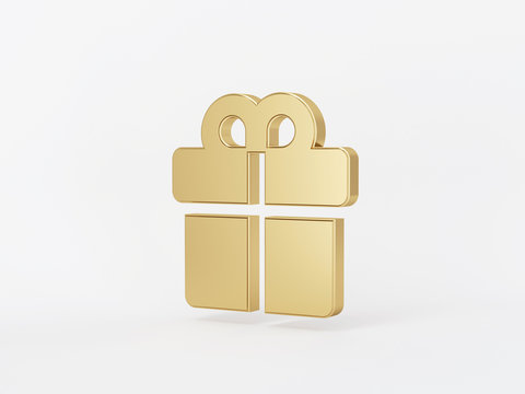 Golden metal 3d icon object isolated in white background. 3d rendering - illustration.