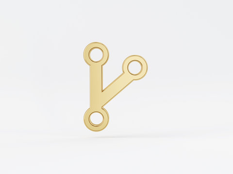 Golden metal 3d icon object isolated in white background. 3d rendering - illustration.