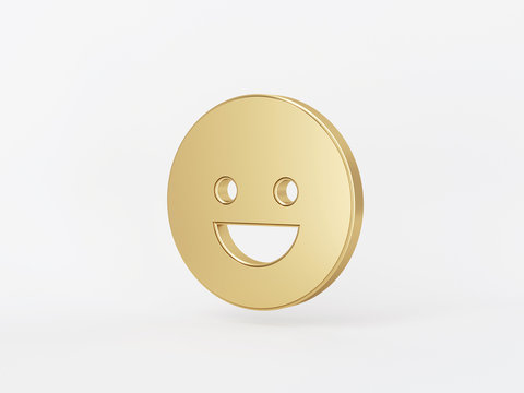 Golden metal 3d icon object isolated in white background. 3d rendering - illustration.