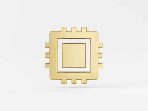 Golden metal 3d icon object isolated in white background. 3d rendering - illustration.