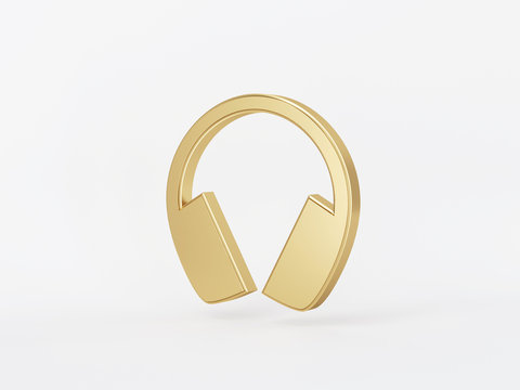 Golden metal 3d icon object isolated in white background. 3d rendering - illustration.