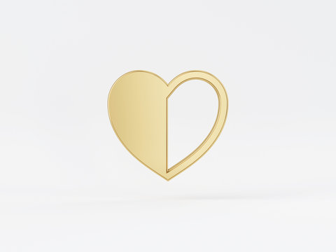 Golden metal 3d icon object isolated in white background. 3d rendering - illustration.