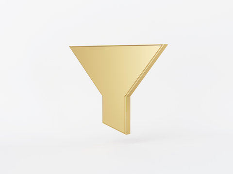 Golden metal 3d icon object isolated in white background. 3d rendering - illustration.