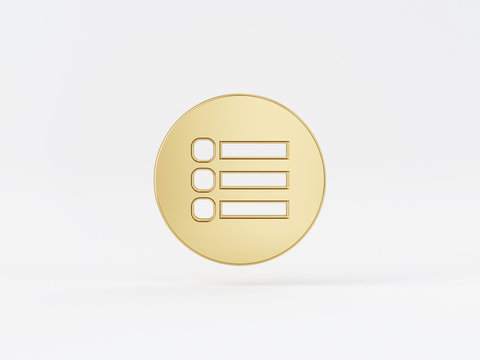 Golden metal 3d icon object isolated in white background. 3d rendering - illustration.
