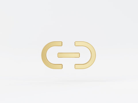 Golden metal 3d icon object isolated in white background. 3d rendering - illustration.