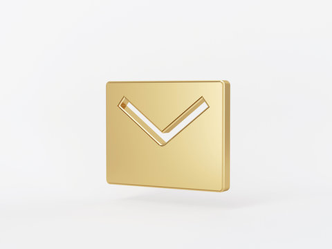 Golden metal 3d icon object isolated in white background. 3d rendering - illustration.