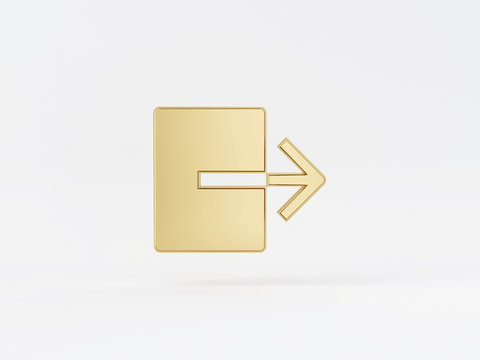 Golden metal 3d icon object isolated in white background. 3d rendering - illustration.