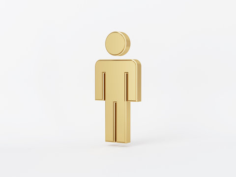 Golden metal 3d icon object isolated in white background. 3d rendering - illustration.
