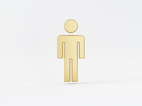 Golden metal 3d icon object isolated in white background. 3d rendering - illustration.