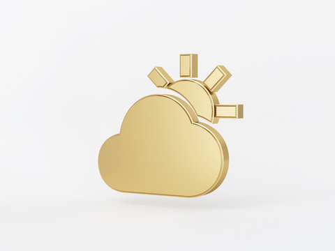 Golden metal 3d icon object isolated in white background. 3d rendering - illustration.