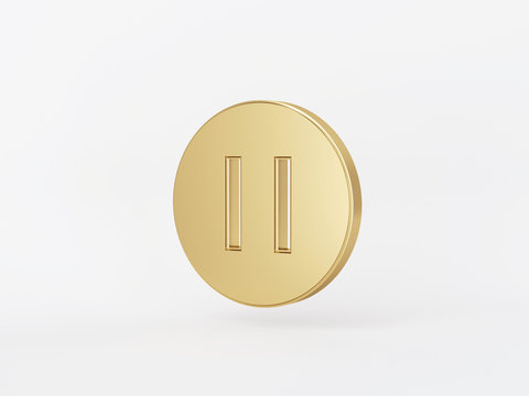 Golden metal 3d icon object isolated in white background. 3d rendering - illustration.