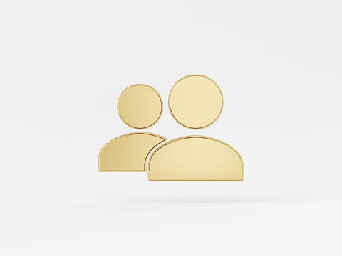 Golden metal 3d icon object isolated in white background. 3d rendering - illustration.