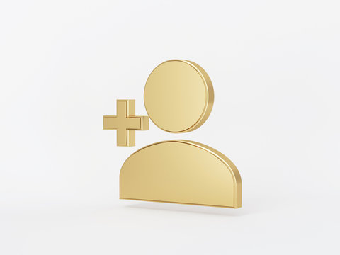 Golden metal 3d icon object isolated in white background. 3d rendering - illustration.