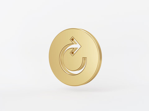 Golden metal 3d icon object isolated in white background. 3d rendering - illustration.