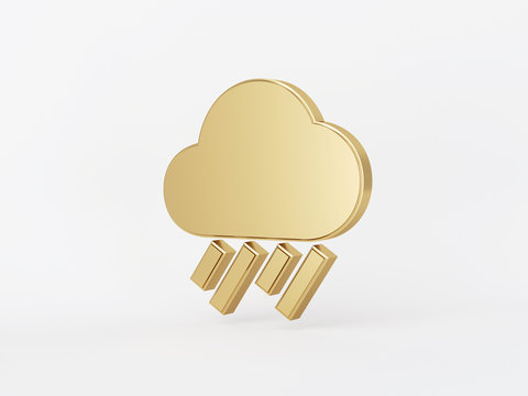 Golden metal 3d icon object isolated in white background. 3d rendering - illustration.