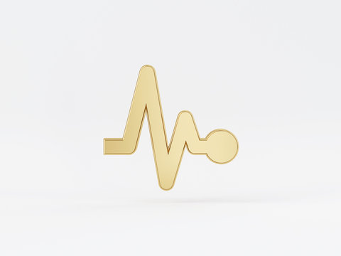 Golden metal 3d icon object isolated in white background. 3d rendering - illustration.