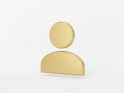 Golden metal 3d icon object isolated in white background. 3d rendering - illustration.