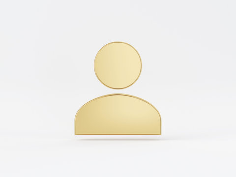 Golden metal 3d icon object isolated in white background. 3d rendering - illustration.