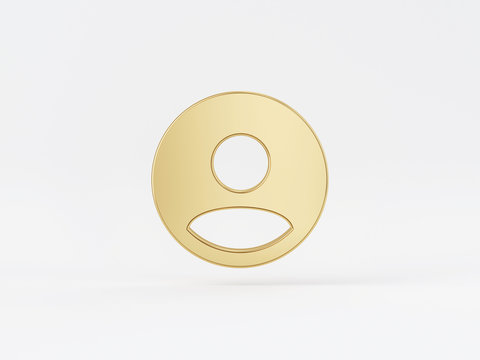 Golden metal 3d icon object isolated in white background. 3d rendering - illustration.