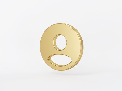 Golden metal 3d icon object isolated in white background. 3d rendering - illustration.