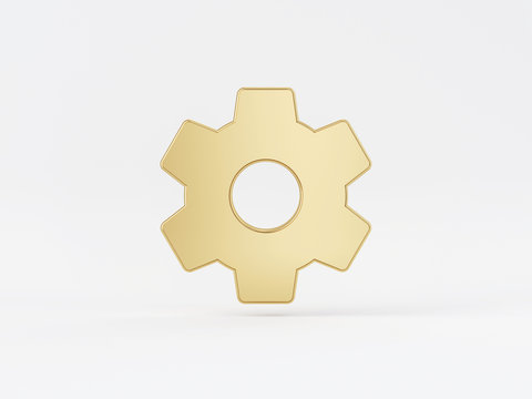 Golden metal 3d icon object isolated in white background. 3d rendering - illustration.