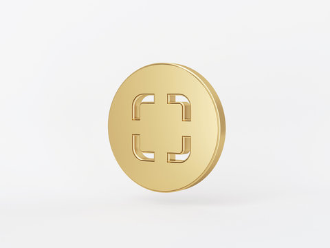 Golden metal 3d icon object isolated in white background. 3d rendering - illustration.