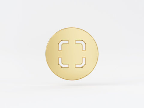 Golden metal 3d icon object isolated in white background. 3d rendering - illustration.