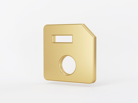 Golden metal 3d icon object isolated in white background. 3d rendering - illustration.