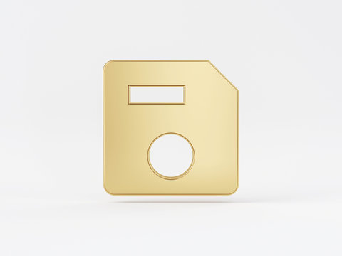 Golden metal 3d icon object isolated in white background. 3d rendering - illustration.