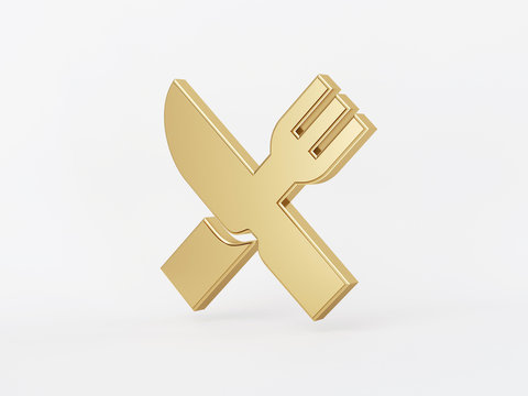 Golden metal 3d icon object isolated in white background. 3d rendering - illustration.