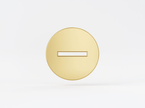 Golden metal 3d icon object isolated in white background. 3d rendering - illustration.