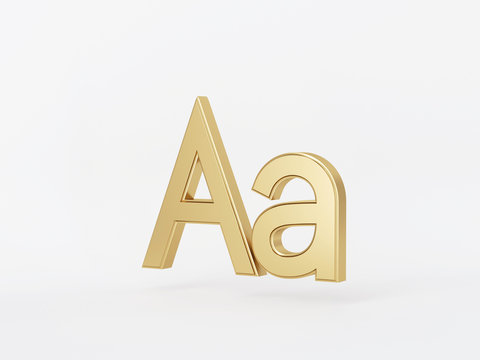Golden metal 3d icon object isolated in white background. 3d rendering - illustration.