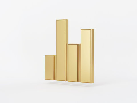 Golden metal 3d icon object isolated in white background. 3d rendering - illustration.