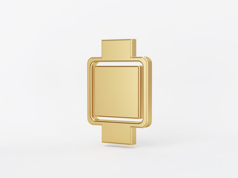 Golden metal 3d icon object isolated in white background. 3d rendering - illustration.