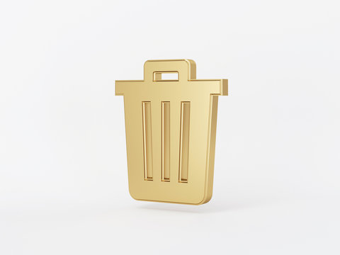 Golden metal 3d icon object isolated in white background. 3d rendering - illustration.