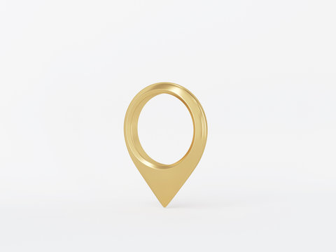 Golden metal 3d icon object isolated in white background. 3d rendering - illustration.