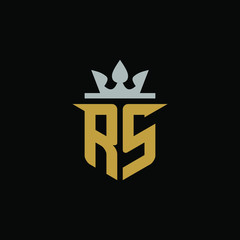 Wall Mural - Initial Letter RS with Shield King Logo Design