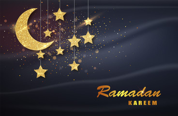 Wall Mural - Ramadan Kareem. Gold moon and luxury islamic elements background