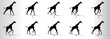 © AryanRaj - Giraffe run cycle animation frames silhouette, loop animation sequence sprite sheet