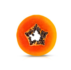 Wall Mural - Slice ripe papaya isolated on the white background.