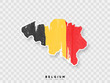 Belgium detailed map with flag of country. Painted in watercolor paint colors in the national flag.