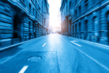 Poster - Classical architecture and urban roads on the bund in Shanghai, China