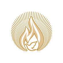 Church Logo. Christian Symbols. Flames And Dove, As Symbols Of The Holy Spirit.