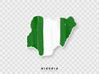Nigeria detailed map with flag of country. Painted in watercolor paint colors in the national flag.