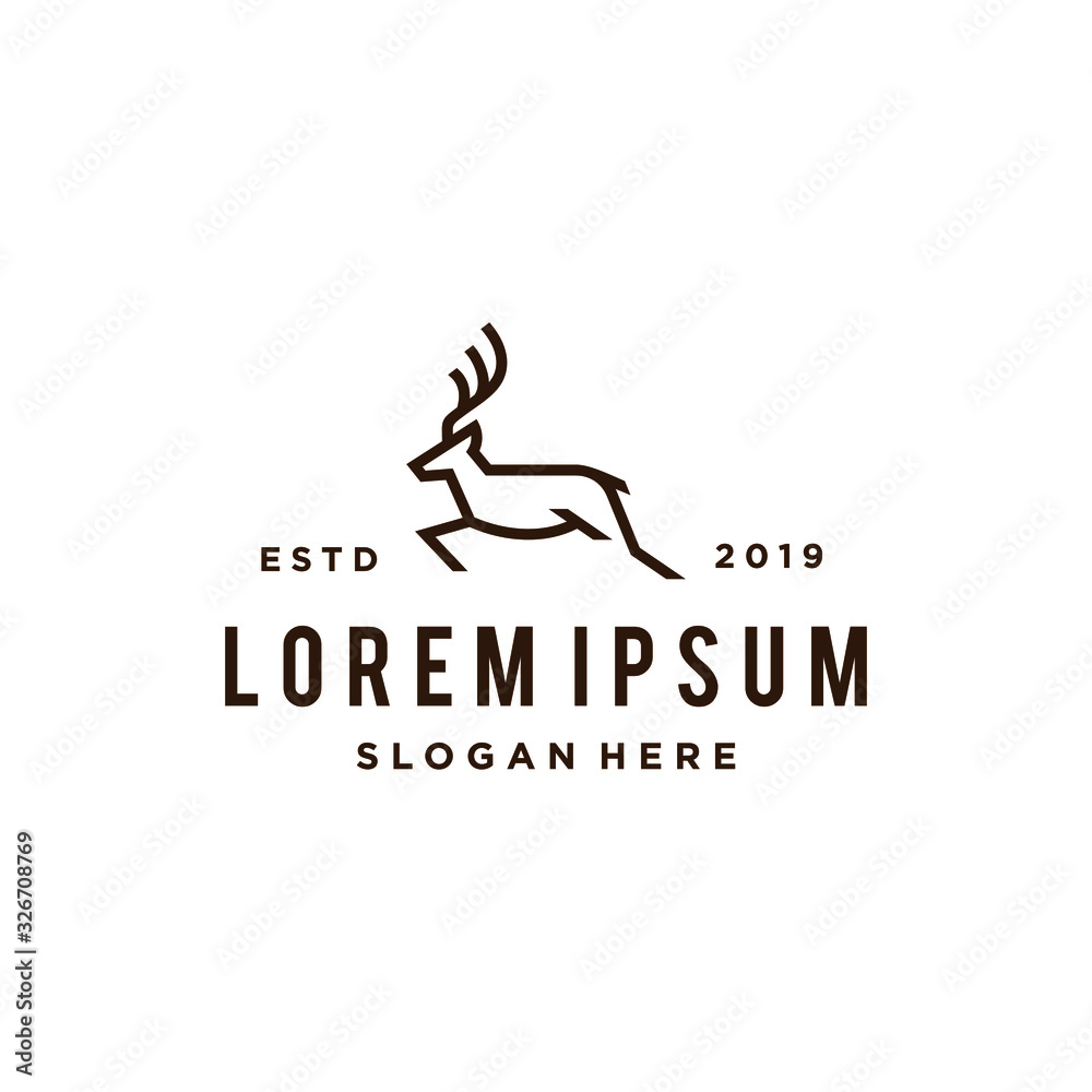 deer logo moose elk logo outline lineart vector icon Stock Vector ...