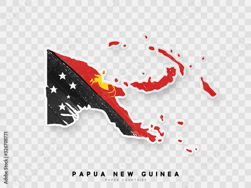 Cuadros en Lienzo Papua New Guinea detailed map with flag of country