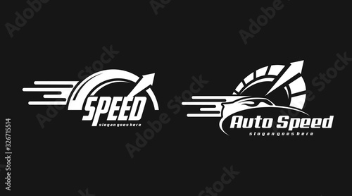 Fotografía Flat speed logo concept vector. Retro speed logo vector