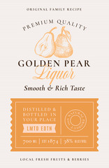 Wall Mural - family recipe pear liquor acohol label. abstract vector packaging design layout. modern typography b